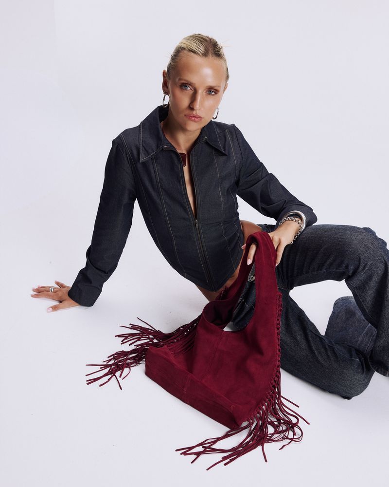 The Tassia in Burgandy Suede