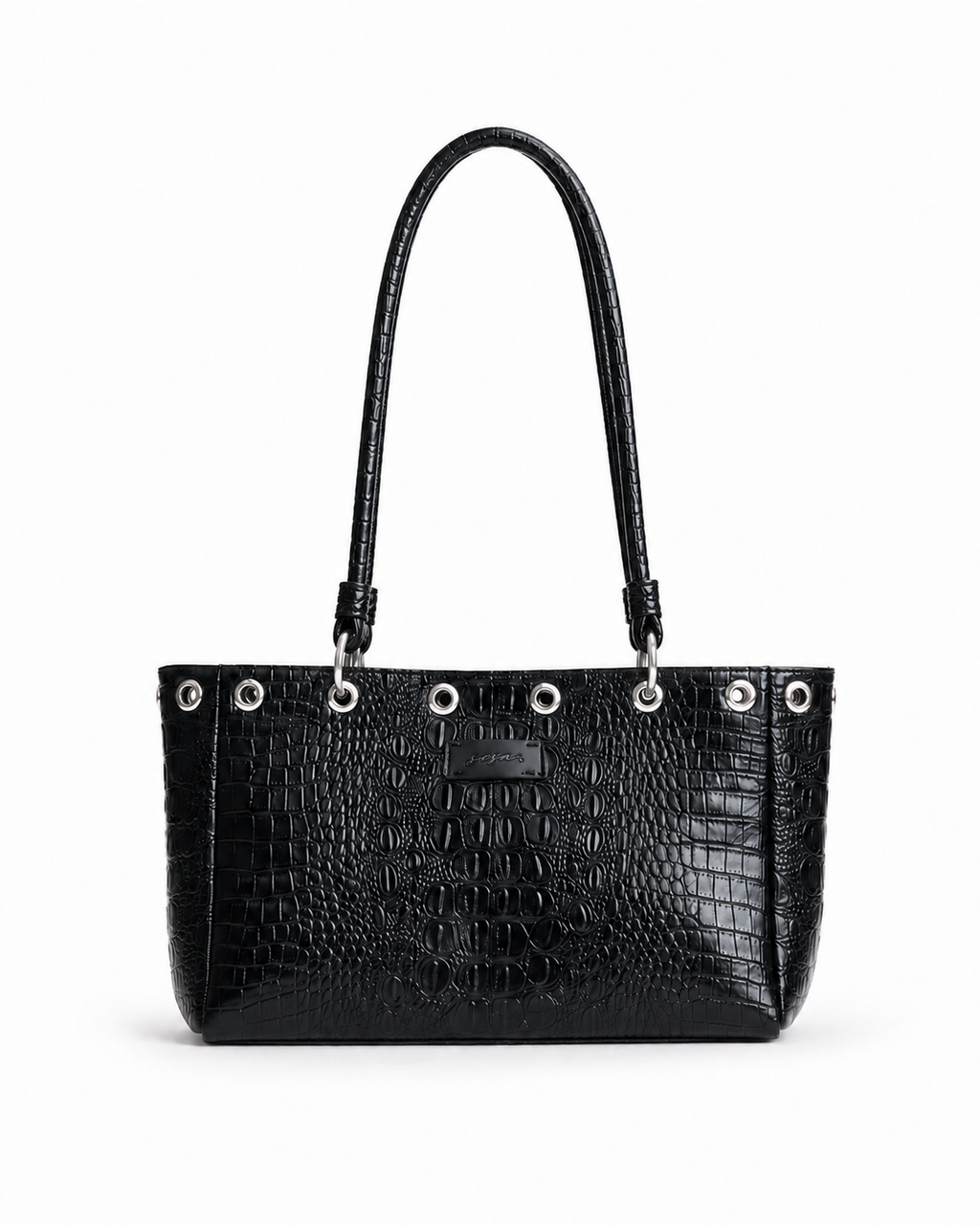 The Stevie in Black Croc Leather